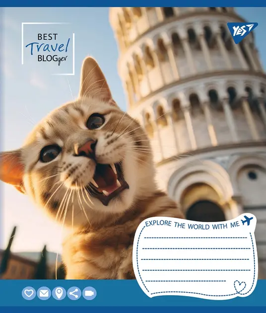 Зошит шкільний YES Best travel blogger 24арк лінія м'яка політурка (767037). Фото 2