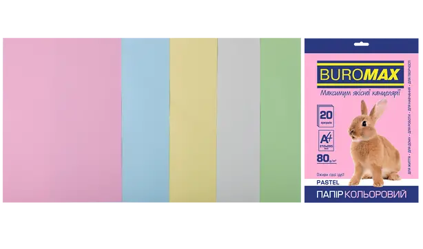  Набір кольорового паперу  PASTEL А4 80 г/м² 5 кол 20 арк (BM.2721220-99)