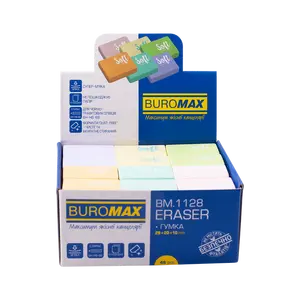 Гумка Buromax Pastel 29х20х10мм стирає олівець асорті (BM.1128)