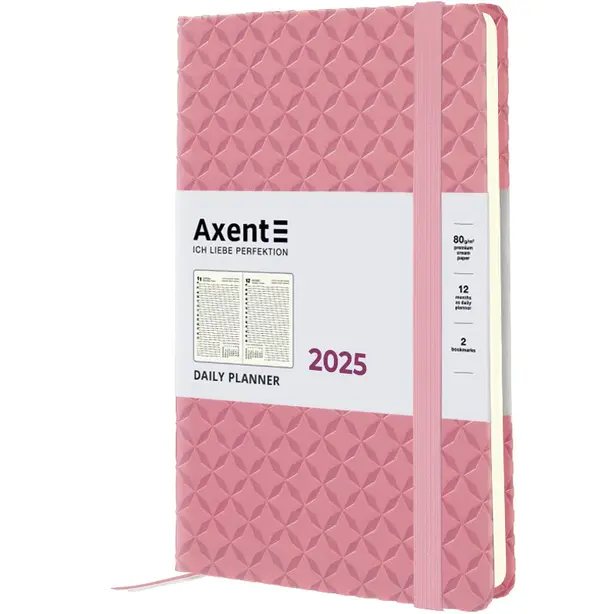 Щоденник датований Axent  145х210 100 арк. тверда палітурка рожева (8822-01-А)