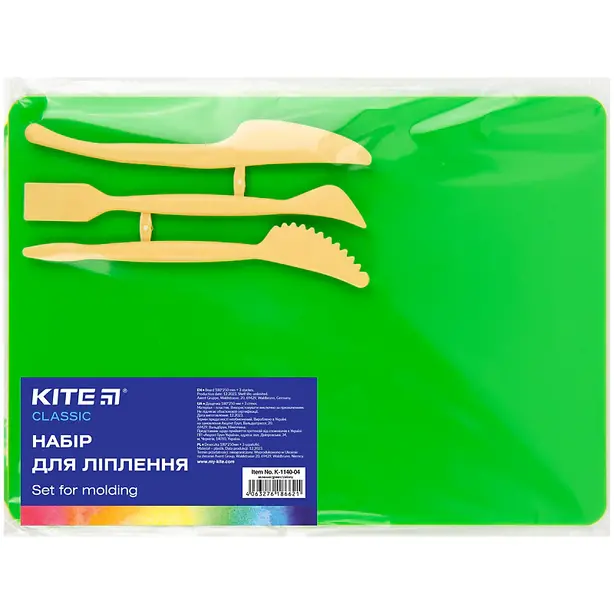 Дошка для пластиліну Kite Classic 180х250мм + 3 стеки зелена (К-1140-04)