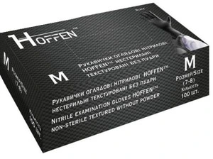 Рукавички HOFFEN нітрилові чорні без пудри М 100 шт./уп. (13303) 