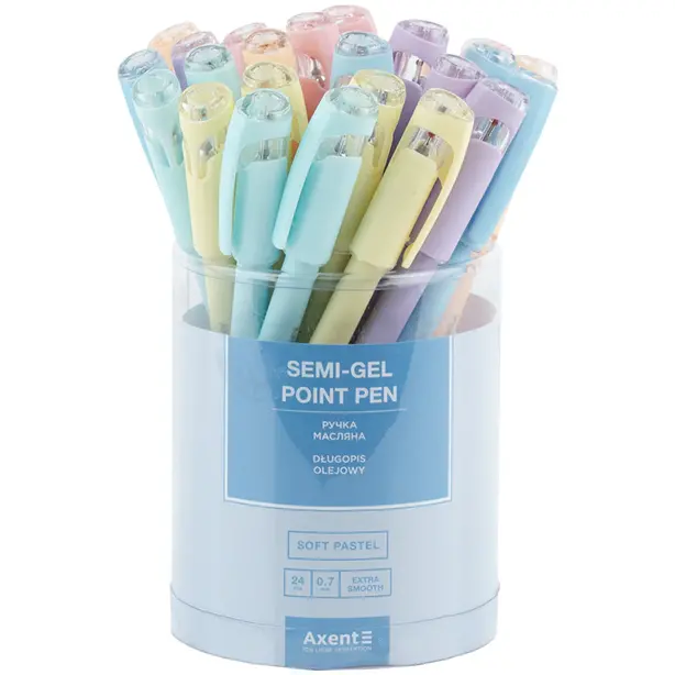 Ручка масляна Axent Soft Pastel чорнило синє 0.7 мм пластик (AB1102-02-A). Фото 4