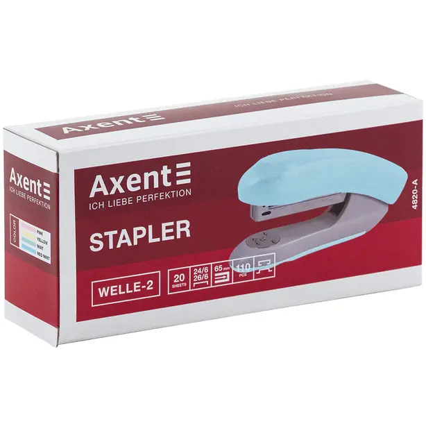 Степлер пластиковий Axent Welle-2Pastelini № 24/6 20 арк.рожевий (4820-10-A). Фото 4