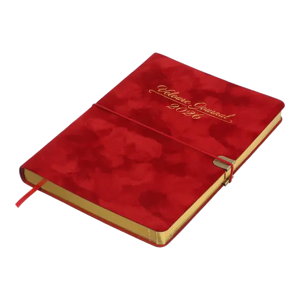 Щоденник датований A5 VELOUR червоний  штучна шкіра (BM.2134-05). Фото 2