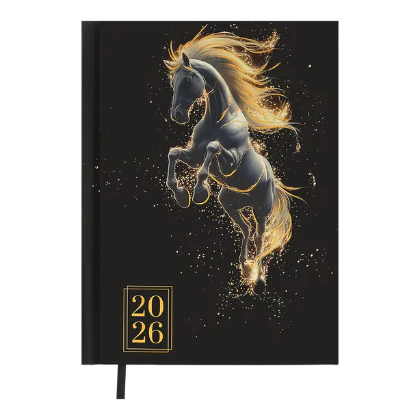 Щоденник датований A5  HORSE чорний бумвініл (BM.2189-01)