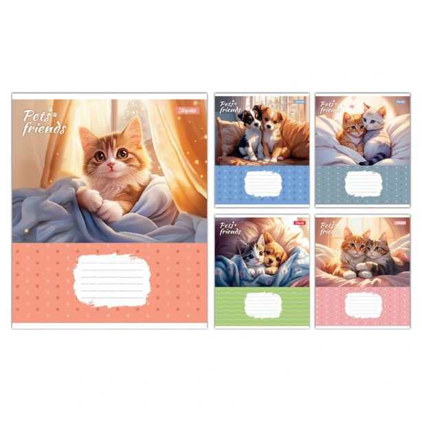 Зошит шкільний 1Вересня Pets Frinds А5 12 арк клітинка м'яка політурка (768066)
