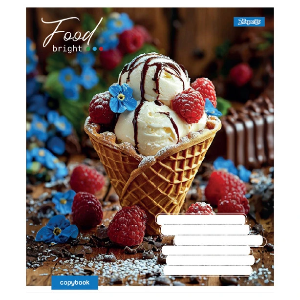 Зошит шкільний 1Вересня Bright Food  А5 24 арк клітинка м'яка політурка (768130). Фото 5