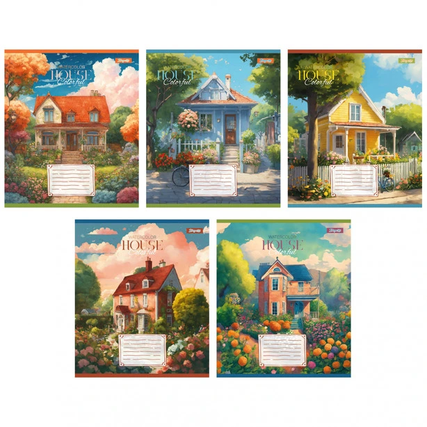 Зошит шкільний 1Вересня House colorful А5 36 арк клітинка м'яка політурка (767051)