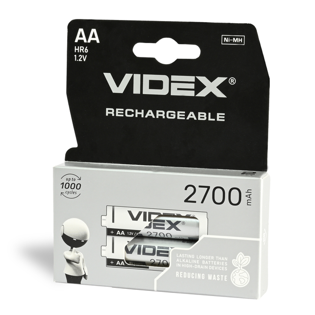 Акумулятори Videx HR06/АА нікель-металогідридні 1.2 V/2700 mAh 2 шт/уп. (291819)