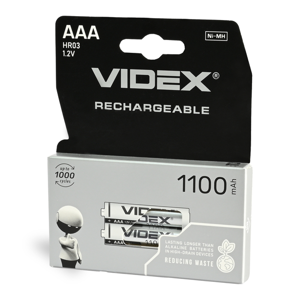 Акумулятори Videx HR03/AАА нікель-металогідридні 1.2 V/1100 mAh 2 шт/уп. (291840)