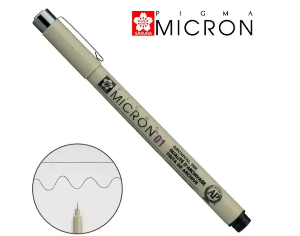 Лайнер Sakura Pigma Micron 0,1 0,25 мм чорний у блістері (441579). Фото 3