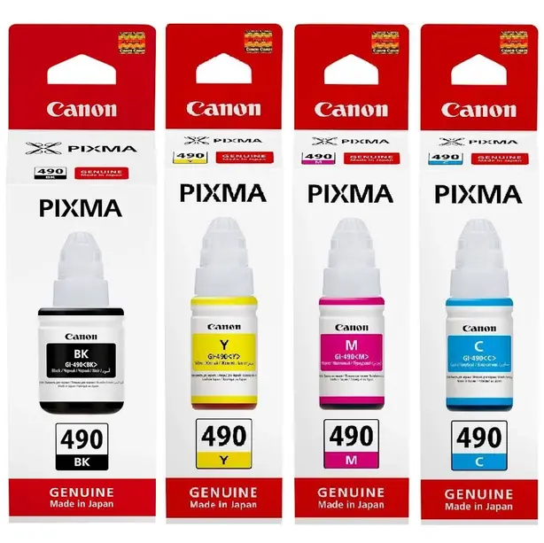 Набір оригінальних чорнил Canon для Pixma G1400/G2400/G3400 GI-490 135мл/3x70мл B/C/M/Y (SET490C) 