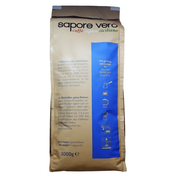 Кава в зернах Sapore Vero Cremoso Caffe Crema 1 кг (210254). Фото 2
