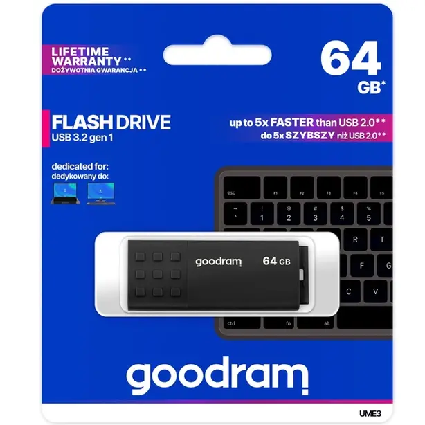 Флеш накопичувач GoodRam 64GB USB 3.2 Black (UME3-0640K0R11). Фото 5