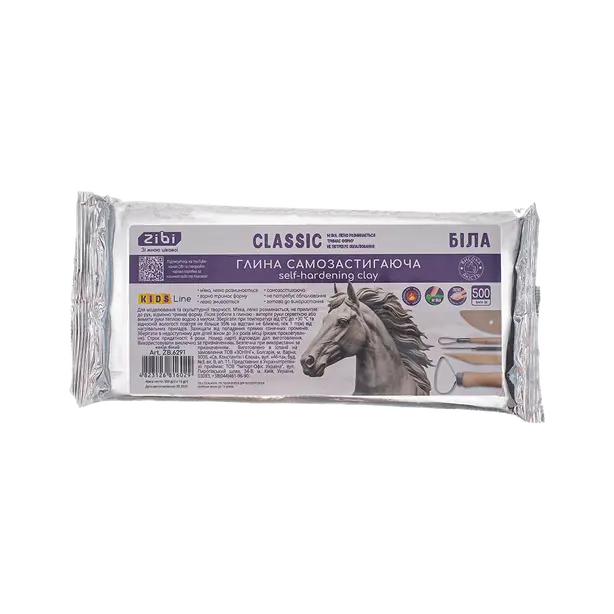 Глина Zibi Classic самозастигаюча 500г біла (ZB.6291)