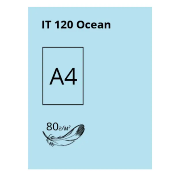 Папір кольоровий CRYSTAL COLOR PAPER Ocean 120 А4 80г/м2 блакитний пастель 100 арк. (16.7533). Фото 2