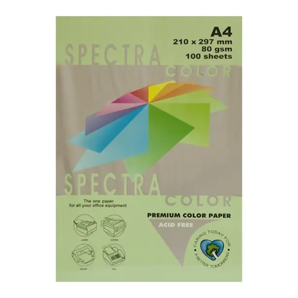 Папір кольоровий CRYSTAL COLOR PAPER Lagoon 130 А4 80г/м2 світло-зелена пастель 100 арк. (16.7535)