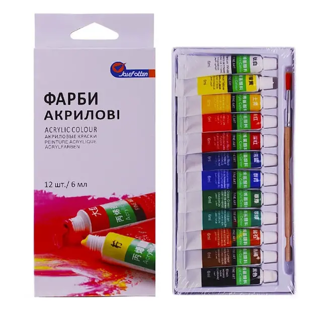 Фарби акрилові Basics 12 кольорів 6мл (EA11206M). Фото 3