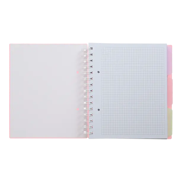 Зошит офісний Buromax Pastel В5 120 арк. з розділювачем клітинка пластикова політурка на пружині рожевий (BM.24355912-10). Фото 2