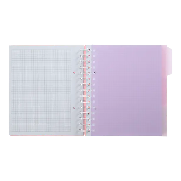Зошит офісний Buromax Pastel В5 120 арк. з розділювачем клітинка пластикова політурка на пружині рожевий (BM.24355912-10). Фото 3