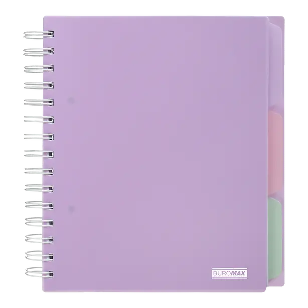 Зошит офісний Buromax Pastel В5 120 арк. з розділювачем клітинка пластикова політурка на пружині бузковий (BM.24355912-26)