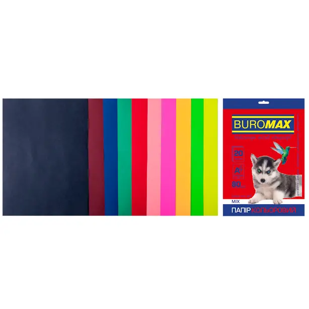 Папір кольоровий Buromax DARK+NEON А4 80г/ 10 кольорів 20 арк.(BM.2721020-99). Фото 3
