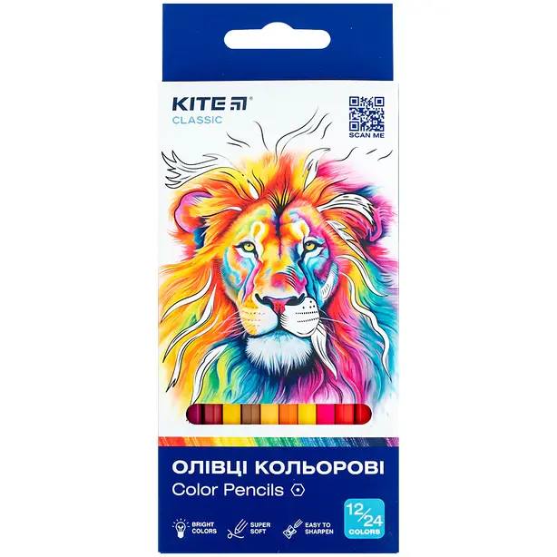 Олівці кольорові Kite Classic 12/24 кольорів (K-054)