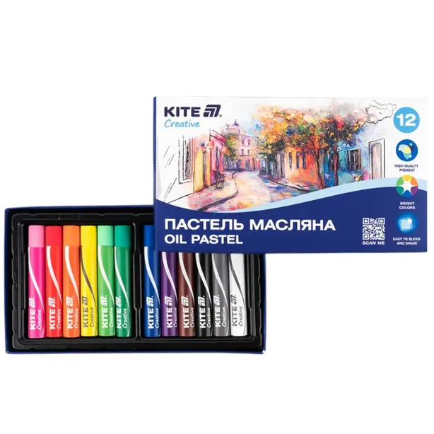 Пастель масляна Kite Classic Creative 12 кольорів (К-200-12). Фото 3