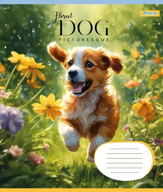Зошит шкільний 1 Вересня  Floral dog А5 18арк. клітинка м'яка політурка (766957). Фото 5