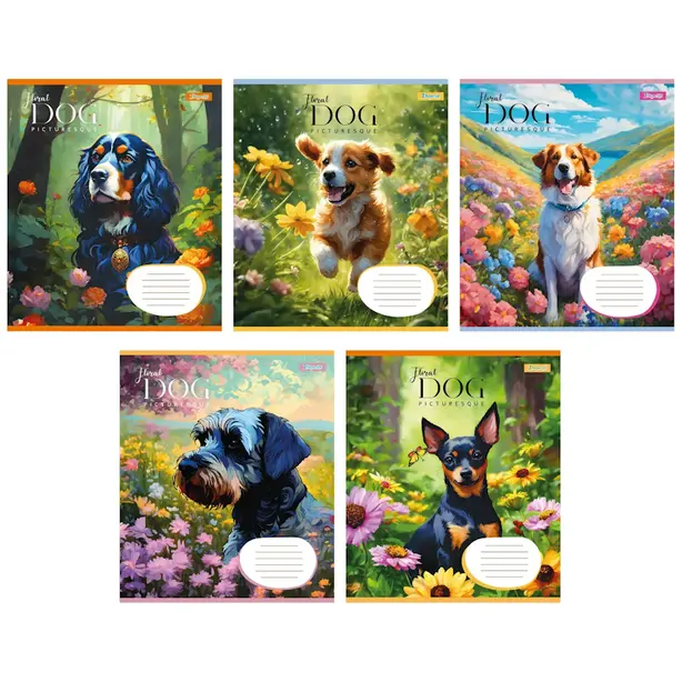 Зошит шкільний 1 Вересня  Floral dog А5 18арк. клітинка м'яка політурка (766957)