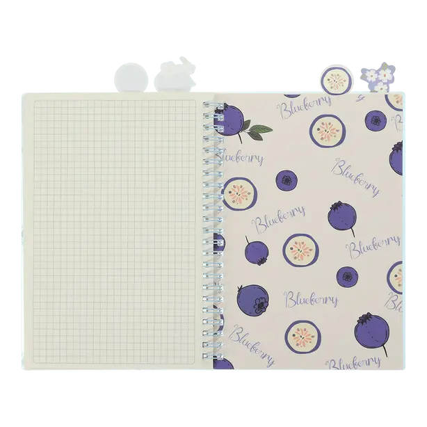 Зошит офісний Buromax BLUEBERRY ARABESKI А5 80 арк 4 розділювача клітинка офсет пластикова палітурка бічна спіраль кобальтовий (BM.2587-54). Фото 5