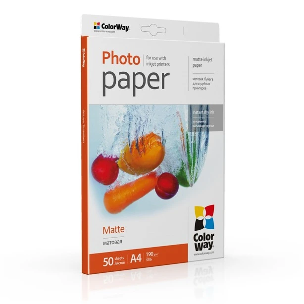 Фотопапір ColorWay А4 матовий самоклейкий 120г/м2 50арк. (PM12050A4)