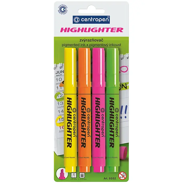 Маркер текстовий Centropen Highlighter асорті 1-4,6 мм клиноподібний (8552/4/BL)