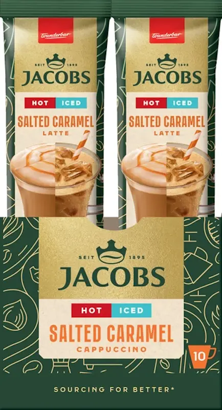 Кава розчинна у стіках 3в1 Jacobs Iced Latte Salted Caramel 21,3 г х 1 шт (9107416). Фото 2