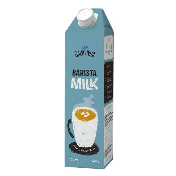 Молоко Галичина Barista ультрапастеризоване безлактозне 2,5% 1 л (764377). Фото 2