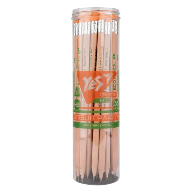 Олівець чорнографітний YES ECO Pencil Erudite трикутний з гумкою (280622). Фото 2