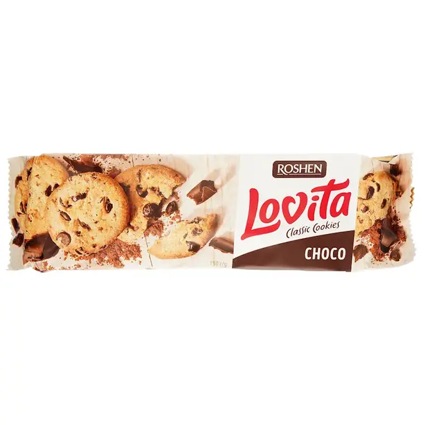 Печиво ROSHEN Lovita Classic Cookies з шоколадними дропсами 150 г (633324)