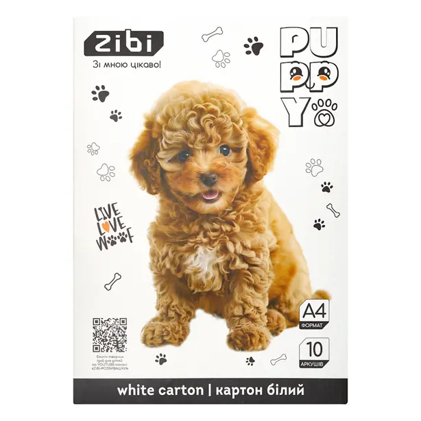 Картон Zibi CATS&DOGS білий А4 10арк. 235г/м2 (ZB.1990-22)