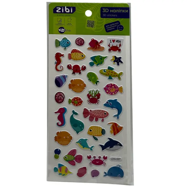 Наліпки Zibi 3D KIDS Line  Морські жителі 18 см (ZB.63321)