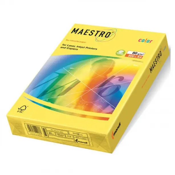 Папір кольоровий Maestro CY39 А4 80г/м2 яскраво-жовтий інтенсив 500 арк. (16.7190)