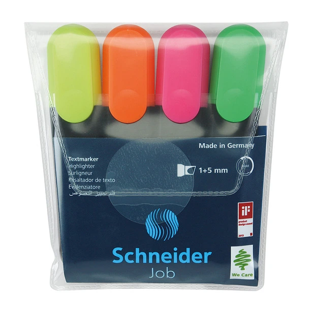 Набір текстових маркерів Schneider Job 150 асорті 1-4.5 мм клиноподібний блістер 4 шт. (S1500**)