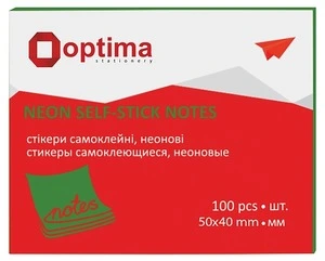 Блок для нотаток з клейким шаром Optima 40х50 мм  100 арк. неон салатовий (O25511-13)