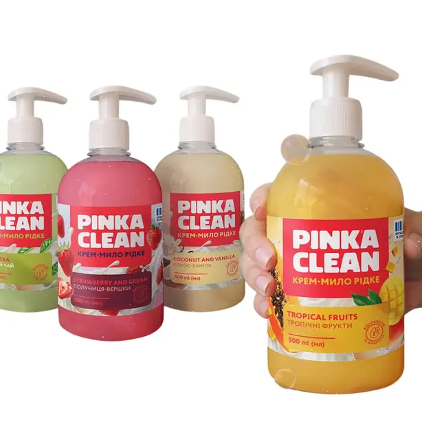 Рідке мило з дозатором Pinka Clean полуниця-вершки 500 мл (601648). Фото 2