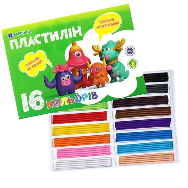 Пластилін Барвінок 6-434 16 кольорів x 20г (11060497). Фото 3