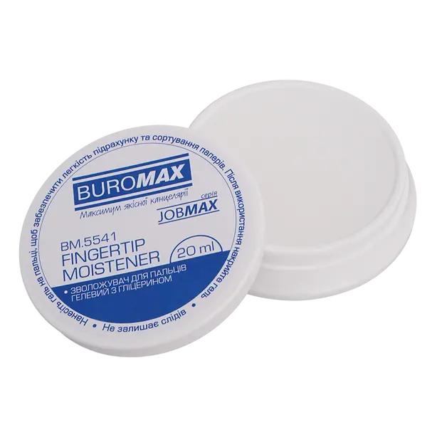 Зволожувачдляпальців Buromax JOBMAX з глицеріновим гелем 20 мл однотонна (BM.5541). Фото 2