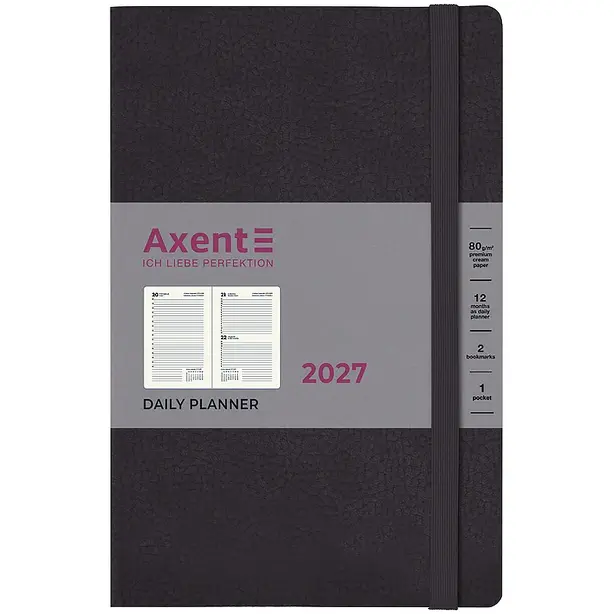 Щоденник датований Axent  Partner Soft Skin 145х210 мм чорний м'яка обкладинка (8810-27-01-A). Фото 2
