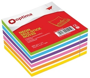Блок для нотаток з клейким шаром Optima 75х75 мм 400 арк. неон мікс (O25515)
