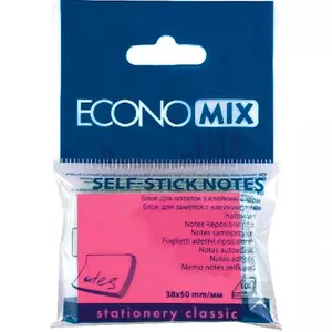 Блок для нотаток з клейким шаром Economix 38х50 мм 100 арк. пастель мікс (E20956)
