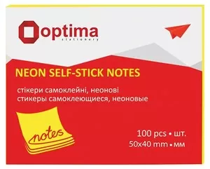 Блок для нотаток з клейким шаром Optima 40х50 мм  100 арк. неон жовтий (O25511-05)